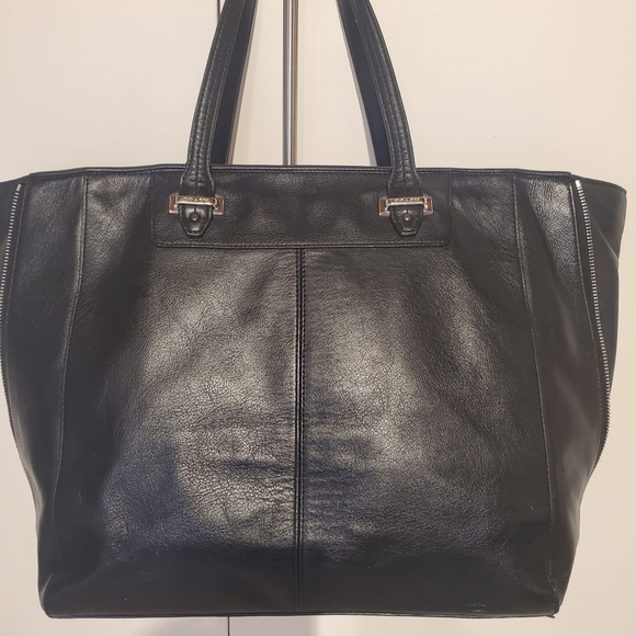 Coach Large Black Leather Taylor Tote, Silver Hardware - Picture 11 of 16